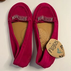 Flojos NWT jeweled soft slip on Flat moccasins fucshia pink women's 8